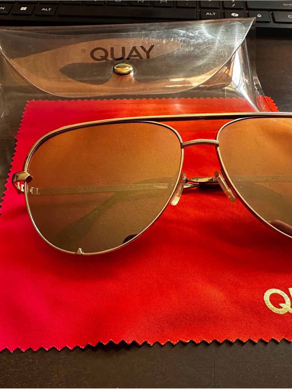 Quay Aviator Sunglasses in Gold with Brown Lenses